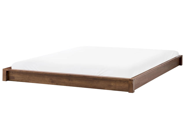 Bed Dark Brown Wooden EU Super King Size 6ft without Headboard Minimalist Design Beliani