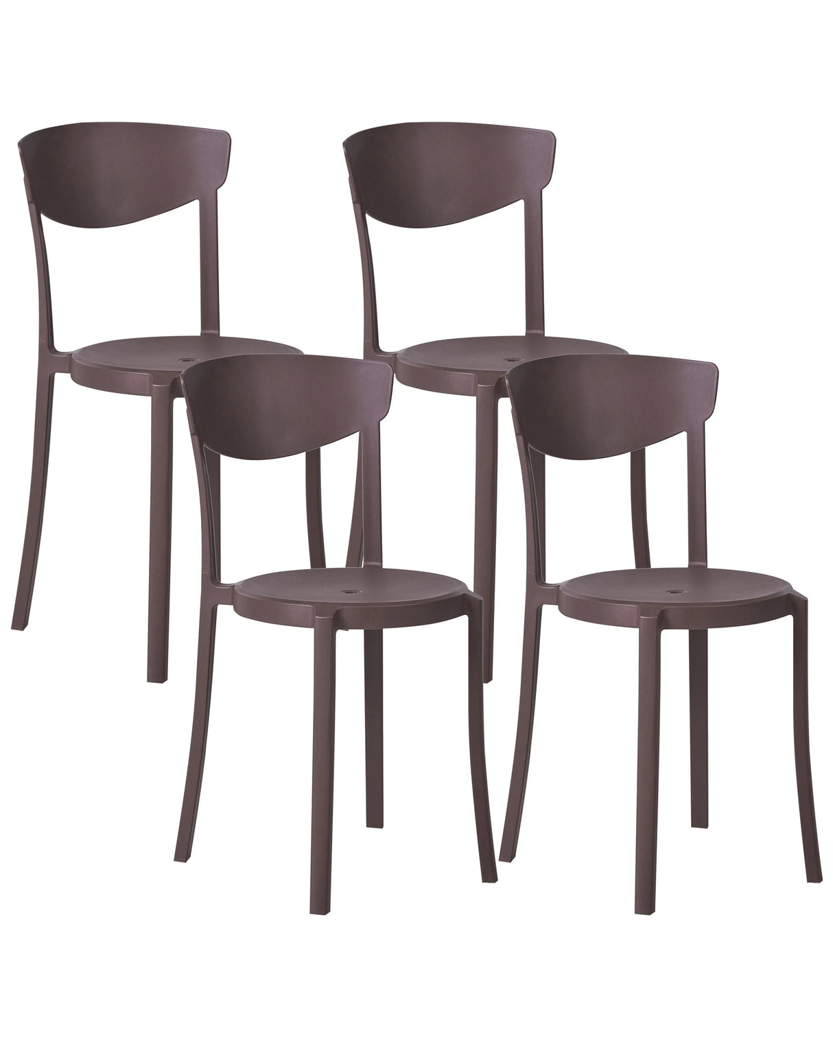 Set of 4 Garden Chairs Brown Polypropylene Lightweight Weather Resistant Plastic Indoor Outdoor Modern Beliani