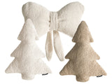Set of 3 Scatter Cushions Light Beige Boucle Christmas Tree Motif Decoration Accessory Beliani