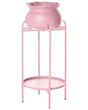 Plant Pot On Stand Pink Iron 25 x 25 x 60 cm Indoor and Outdoor Metal Flower Pot Traditional Standing Plant Holder Beliani