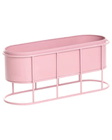 Plant Pot On Stand Pink Iron 53 x 26 x 71 cm Indoor and Outdoor Metal Flower Pot Traditional Standing Plant Holder Beliani