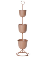 3-tier Plant Stand Brown Iron 28 x 28 x 110 cm Indoor and Outdoor Metal Flower Pot Traditional Standing Plant Holder Beliani