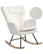 Rocking Chair White Boucle Fabric Upholstery Wooden Legs Skates Nursery Living Room Cottage Scandinavian Beliani