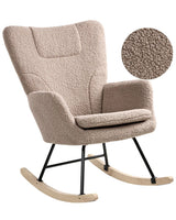 Rocking Chair Taupe Boucle Fabric Upholstery Wooden Legs Skates Nursery Living Room Cottage Scandinavian Beliani