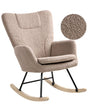 Rocking Chair Taupe Boucle Fabric Upholstery Wooden Legs Skates Nursery Living Room Cottage Scandinavian Beliani