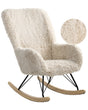 Rocking Chair Light Beige Faux Fur Fabric Upholstery Wooden Legs Skates Nursery Living Room Cottage Style Beliani