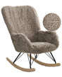 Rocking Chair Light Taupe Faux Fur Fabric Upholstery Wooden Legs Skates Nursery Living Room Cottage Style Beliani