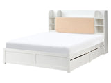 Bed Frame White Beige MDF Storage Set of 4 Drawers EU King Size 5ft3 Shelves in Boucle Headboard Minimalist Beliani