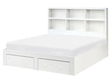 Bed Frame White MDF Storage Set of 2 Drawers EU King Size 5ft3 Shelves in Headboard Minimalist Beliani