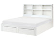 Bed Frame White MDF Storage Set of 2 Drawers EU Super King Size 6ft Shelves in Headboard Minimalist Beliani
