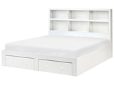 Bed Frame White MDF Storage Set of 2 Drawers EU Super King Size 6ft Shelves in Headboard Minimalist Beliani