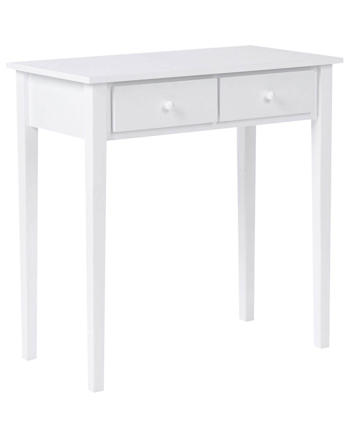 Console Table White MDF Wooden Legs 75 x 40 cm with Drawers Hallway Living Room Furniture Kids Room Beliani