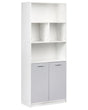 2 Door Bookcase Grey and White Particle Board Minimalistic Office Furniture Open and Close Shelves Beliani