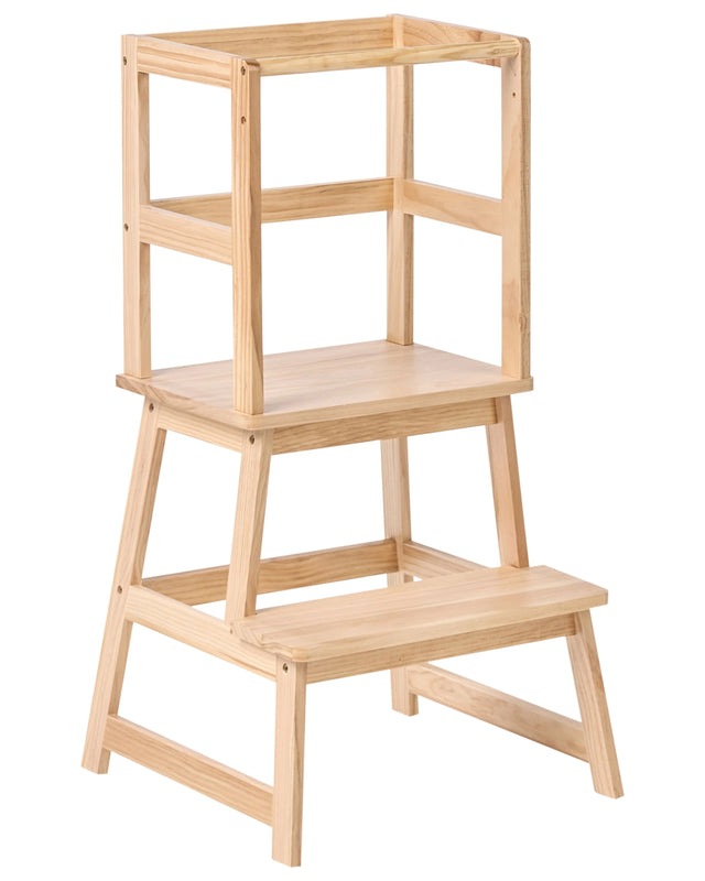 Kitchen Helper Learning Tower Light Brown for Children Pine Wood with Step Kitchen Beliani