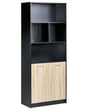 2 Door Bookcase Brown and Black Particle Board Minimalistic Office Furniture Open and Close Shelves Beliani