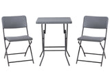 Bistro Set Grey Synthetic Material Seat and Backrest Steel Legs Table and 2 Chairs Foldable Weather-Resistant Beliani