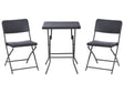 Bistro Set Black Synthetic Material Seat and Backrest Steel Legs Table and 2 Chairs Foldable Weather-Resistant Beliani