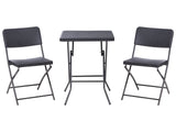 Bistro Set Black Synthetic Material Seat and Backrest Steel Legs Table and 2 Chairs Foldable Weather-Resistant Beliani