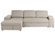 Corner Sofa Bed Beige Faux Linen Upholstered Right Hand Orientation with Storage Bed Beliani