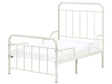Extendable Bed Off-White Iron EU Single Size 3ft 90 x 130/160/200 cm with Slatted Base Modern Beliani