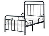 Extendable Bed Black Iron EU Single Size 3ft 90 x 130/160/200 cm with Slatted Base Modern Beliani