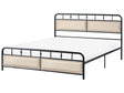 Metal Bed Black Iron Slatted Frame EU King Size 5ft3 Fabric Contemporary Traditional Beliani