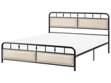 Metal Bed Black Iron Slatted Frame EU King Size 5ft3 Fabric Contemporary Traditional Beliani