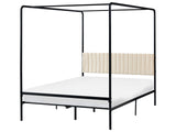 Canopy Bed Black Metal 140 x 200 cm EU Double Size Upholstered Headboard Modern Style Romantic Beliani