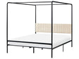 Canopy Bed Black Metal 160 x 200 cm EU King Size 5ft3 Upholstered Headboard Modern Style Romantic Beliani