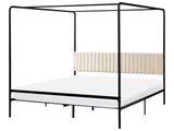 Canopy Bed Black Metal 180 x 200 cm EU Super King Size 6ft Upholstered Headboard Modern Style Romantic Beliani