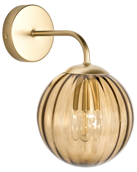 Wall Lamp Dark Brown Glass Iron Globe Shade Light Lighting Bedroom Living Room Retro Art Deco Beliani