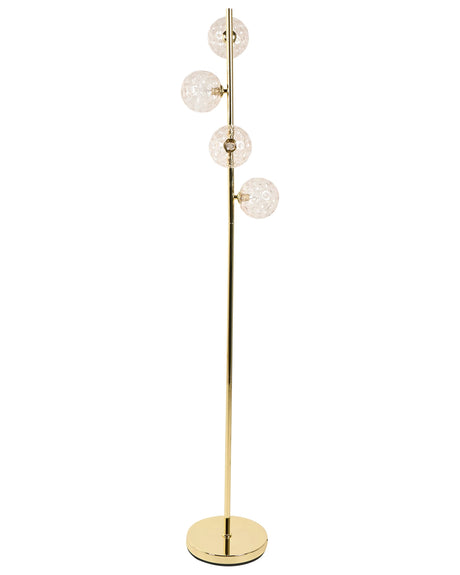 Floor Lamp Beige Glass Gold Metal Base Glamorous Modern Look Living Room Lighting Beliani