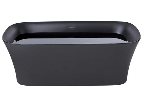 Freestanding Bath Black Acrylic 1600 x 750 mm Oval Smooth Finish Matt Modern Style Bathroom Beliani