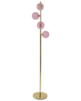 Floor Lamp Pink Glass Gold Metal Base Glamorous Modern Look Living Room Lighting Beliani