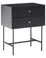 2 Drawer Bedside Table  Black and Gold Particle Board MDF Modern Storage Unit Nightstand Bedroom Beliani