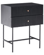2 Drawer Bedside Table  Black and Gold Particle Board MDF Modern Storage Unit Nightstand Bedroom Beliani