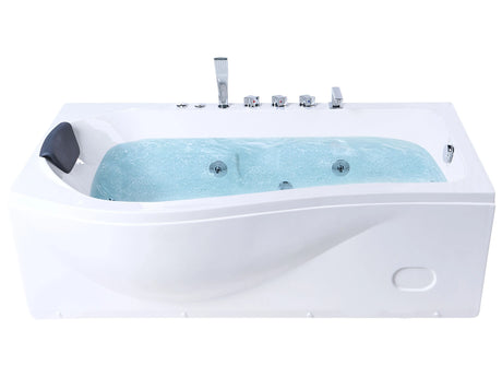 Rectangular Corner Hot Tub White ABS 1700 x 900 mm Hydromassage Jets LED Light Modern Bahtroom Beliani
