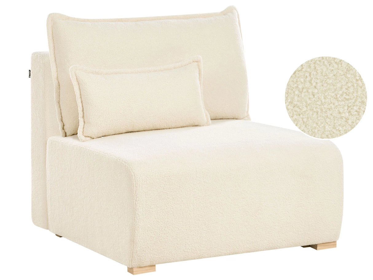Chair Module Off White Boucle 1 Seat Sleeper Chair with Fold Down Backrest and Storage Beliani