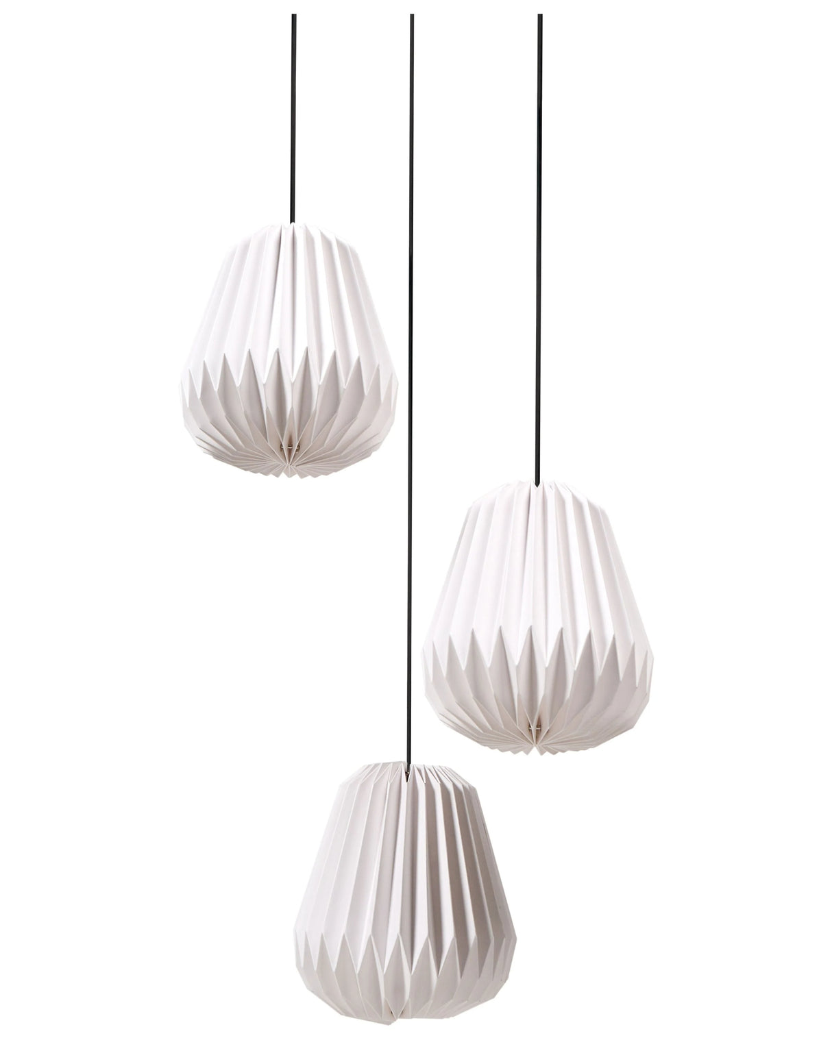 3 Light Pendant Lamp White Paper Shade Metal Base Modern Style Ambient Light Living Room Bedroom Beliani