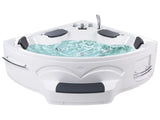 Triangular Corner Hot Tub White ABS 2110 x 1500 mm Hydromassage Jets LED Light Modern Bahtroom Beliani