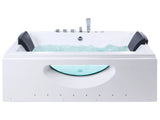 Whirlpool Bath White ABS with LED Lights Headrests Massage Water Jets 1800 x 900 mm Rectangular Hot Tub Modern Bathroom Beliani