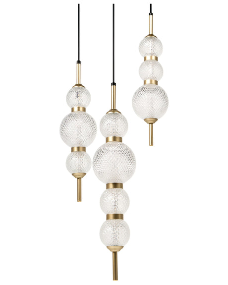 LED Pendant Lamp Gold Glass Shade Metal Base Glam Style Ambient Light Living Room Bedroom Beliani