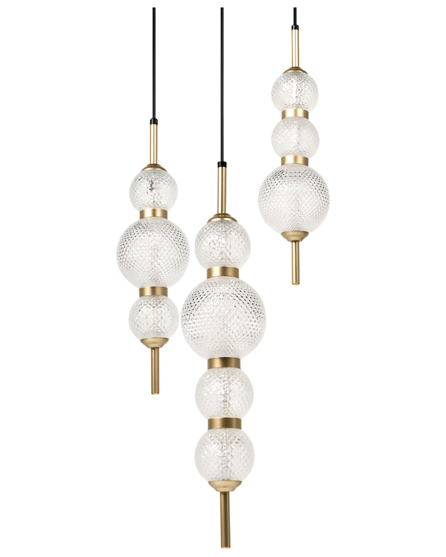 LED Pendant Lamp Gold Glass Shade Metal Base Glam Style Ambient Light Living Room Bedroom Beliani