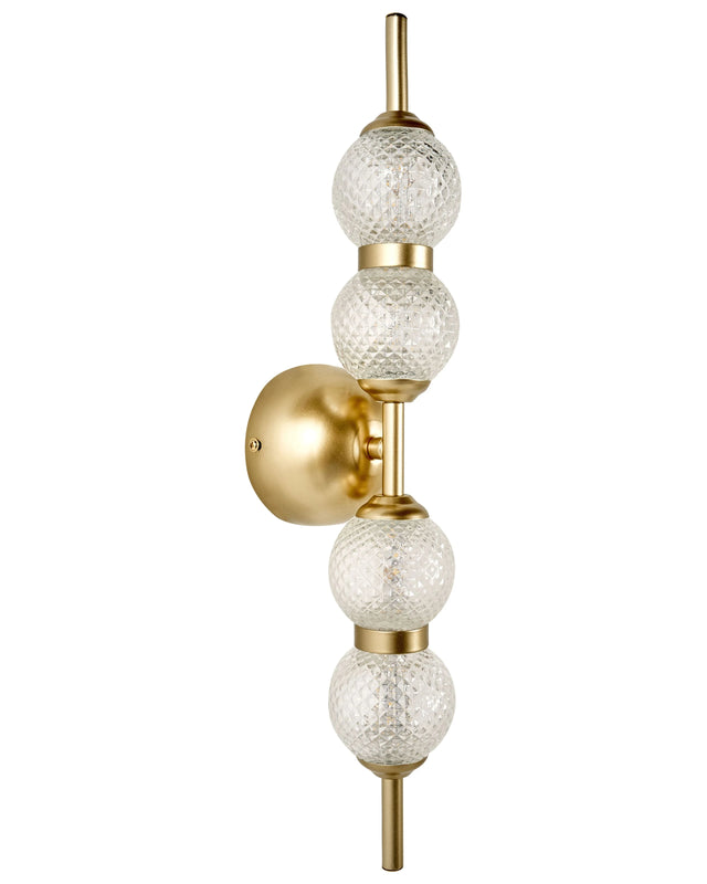 LED Wall Lamp Gold Glass Shade Metal Base Glam Style Ambient Light Living Room Bedroom Beliani