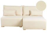 Modular Left Hand Corner Sofa Off White Boucle Upholstered with Sleeping Function and Storage Minimalistic Style Beliani