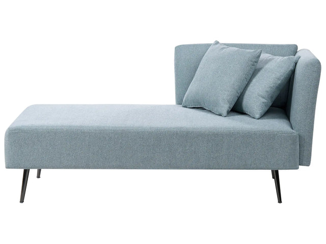 Chaise Lounge Mint Green Right Hand Polyester Fabric Upholstery with Decorative Cushions Metal Legs Modern Design Living Room Beliani