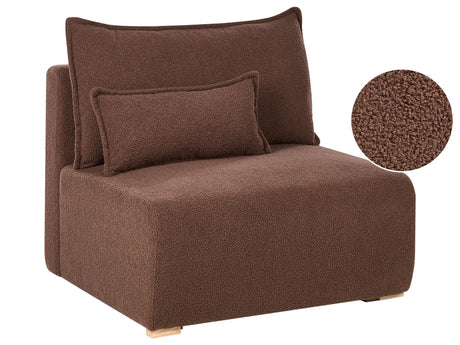 Chair Module Brown Boucle 1 Seat Sleeper Chair with Fold Down Backrest and Storage Beliani