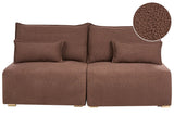 Modular Sofa Brown Boucle Upholstered with Sleeping Function and Storage Minimalistic Style Beliani
