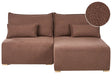 Modular Left Hand Corner Sofa Brown Boucle Upholstered with Sleeping Function and Storage Minimalistic Style Beliani