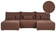 Modular U Shaped Sofa Brown Boucle Upholstered with Sleeping Function and Storage Minimalistic Style Beliani